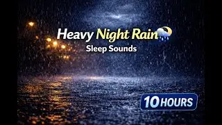Heavy Night Rain 🌧️ Sleep Sounds (10 Hours)