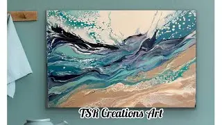 24x36” PEARLS without even trying! Ocean inspired pour. #abstractart #acrylicpouring #fluidart