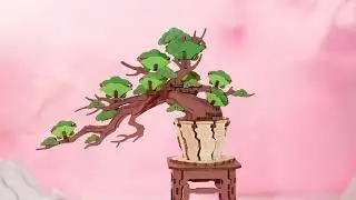 Rolife Evergreen Pine Bonsai | DIY Wooden 3D Puzzle Kit | Elegant Pine Tree Model