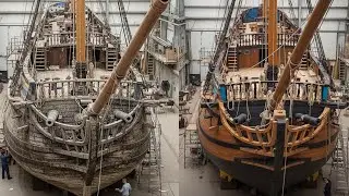 ASMR Ship Restoration Full Rebuild of Old 1700s Pirate Ship from Abandoned Condition to Looking New