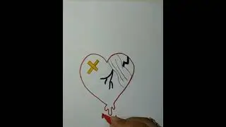 #how to draw broken heart# drip blood #heart injury with bandage#viralshortvideo