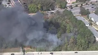 RAW VIDEO: Large brush fire spotted near Buford Highway, causing smoke to cover I-85 | WSB-TV