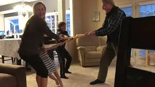 John and the Kids Pulling Stretch Armstrong (12-22-2018)