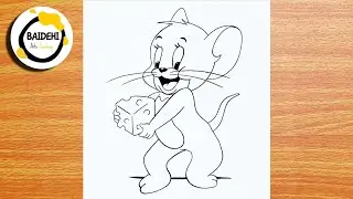 Jerry Mouse Cute Drawing | Easy Pencil Drawing of Jerry Mouse | Tom and Jerry Drawing