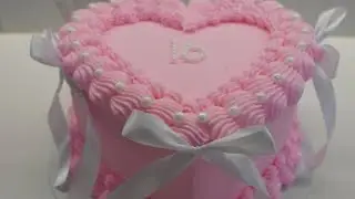 dil wala cake kaise banaye|ribbon wala pink color|🎀how to make heart shape cake pink ribbon for cake