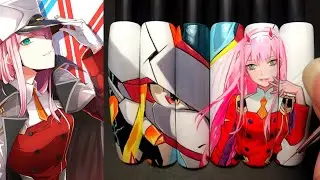 「 Speed Painting 」- Zero Two & Strelitzia (Darling In The Franxx) Anime Nails Art