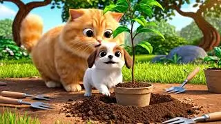 BigCat Teaches Puppy to Plant a Tree 🌳🐱🐶 | Cute 3D Animation for Kids