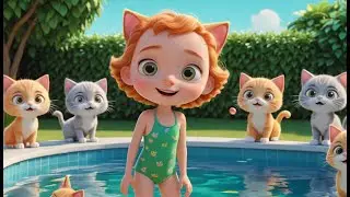 Six Little Kittens Jumping in the Pool | Funny Kitten Song for Kids | Splashy Counting Rhyme