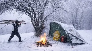 Camping in the Snow With Only a Tarp | I Survived Using Just Fire