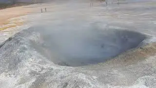 Bubbling thermal mud pool in the Hverir geothermal area, also known as N&aacute;maskar&eth;, Northern Iceland.