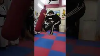 Double jumping middle thrust Kick performed by Shruti Garg #karatekids #girlspower #imf