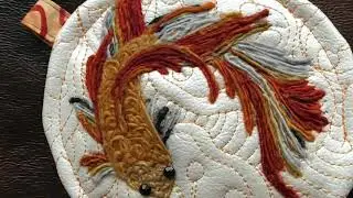 Yarn couching koi