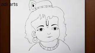 Cute Bal Krishna Drawing Tutorial | Easy Lord Krishna Sketch | Chitra 