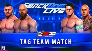 WWE 2K20 Triple H Randy Orton vs John Cena The Rock - Tag Team Match Gameplay