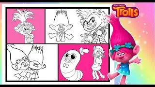 DREAMWORKS TROLLS World Tour Coloring Page COLOR BRANCH POPPY COOPER BARB MR.DINKLES - MARKERS