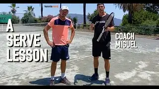 Breaking down the serve with coach Miguel