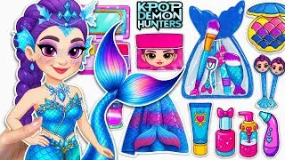 🎀Paper DIY🎀 KPop Demon Hunters 🎵 MERMAID RUMI Skincare + Makeup Nail 🧜‍♀️ ASMR Unboxing |Hana Paper