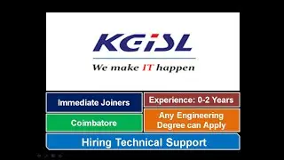 Coimbatore Jobs | KGISL | Technical Support | Any Engineering Degree Can Apply |