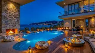 Coastal Penthouse Jazz Vibes | Warm Candlelight & Smooth Piano Jazz Night for Relaxing & Focus