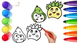 How To Draw cute Avocado Drawing, Painting & Coloring For Kids and Toddlers_ Child Art 🐋🌈🎨
