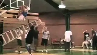 Guy Gets Stuck In Basketball Hoop