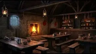 Medieval Tavern Fireplace 🔥 Warm Stone Hall Ambience | No Music | Candle & Stone (3 Hours)