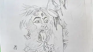 😡Angry kaali maa drawing | creative sketch maa kali drawing #step by step tutorial #trending #art#😱