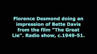 (acetate) Florence Desmond impersonates Bette Davis (c.1949-51)