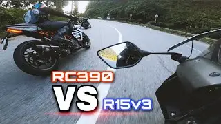 KTM RC 390 VS R15v3 || NONSTOP CORNERING ACTION!!!