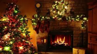 A CHRISTMAS FIREPLACE - With Colorful Alternating Lights on the Tree! (8 HOURS)