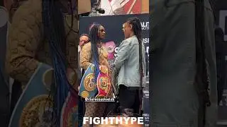 CLARESSA SHIELDS STARES DOWN HANNA GABRIELS AT FIRST FACE OFF FOR REMATCH
