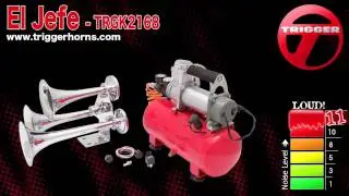 Trigger Horns&trade; El Jefe&trade; 150psi 3 Trumpet Stacked Train Horn Kit - TRGK2168