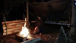 Solo Camping-Learn how to build A Survival Shelter, Bushcraft Camp, DIY