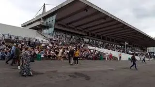Crowd arriving at Jess Glynne concert, Sandown Park Racecourse Esher on 08-08-2019
