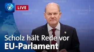 Bundeskanzler Scholz hält eine Rede vor dem Europäischen Parlament in Straßburg