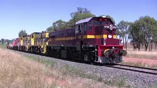 Boree Creek line ballast: 17 Jan 2011 with 4701 T381 T363 4716  Uranquinty, Lockhart to Wagga