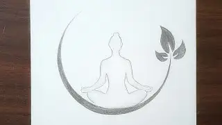 International yoga day drawing | Drawing a meditating pose with measurements