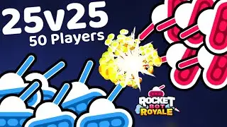 50 игроков, КРАСНЫЕ против СИНИХ (25 на 25) - Rocket Bot Royale
