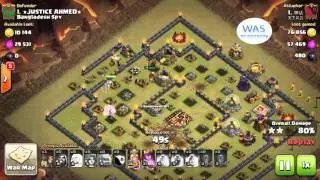 Clash Of Clans  Th10 max base 3star war attack strategy 2016