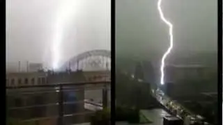 Tyne Bridge Lightning Strike DIFFERENT ANGLES