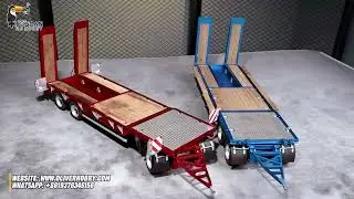 1/14 metal 4-axle hydraulic trailer with compact dual-function hydraulics and balanced load design.