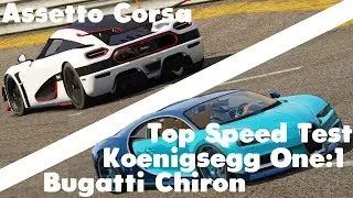 Assetto Corsa - Bugatti Chiron vs Koenigsegg One:1 - Top Speed Battle - Side-by-Side