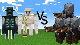Minecraft golem Vs warden pillager zombi skleton