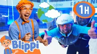 Blippi Soars at Indoor Skydiving 🪂💨 | 1 Hour of Fun | Moonbug Kids - Fun Stories and Colors