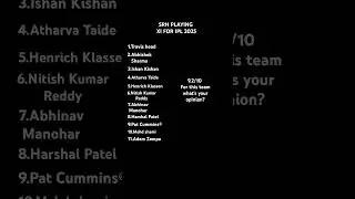 SRH'S Playing XI For IPL 2025 #ipl #sunrisershyderabad