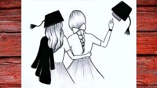 How to draw two girls best friends/ Let's draw together step by step