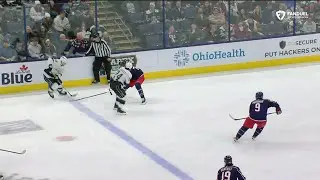 Alex Laferriere's goal is taken off the board following an offside challenge by the Blue Jackets