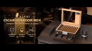 XIFEI Wood Humidor with Lock, Holds Up to 30 Cigars
