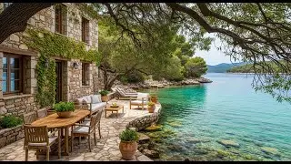 Seaside Tranquility Jazz &ndash; Gentle Waves, Stone Terrace & Peaceful Nature