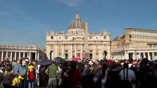 Crowds gather in St. Peter's Square for special mourning mass remembering Pope Francis